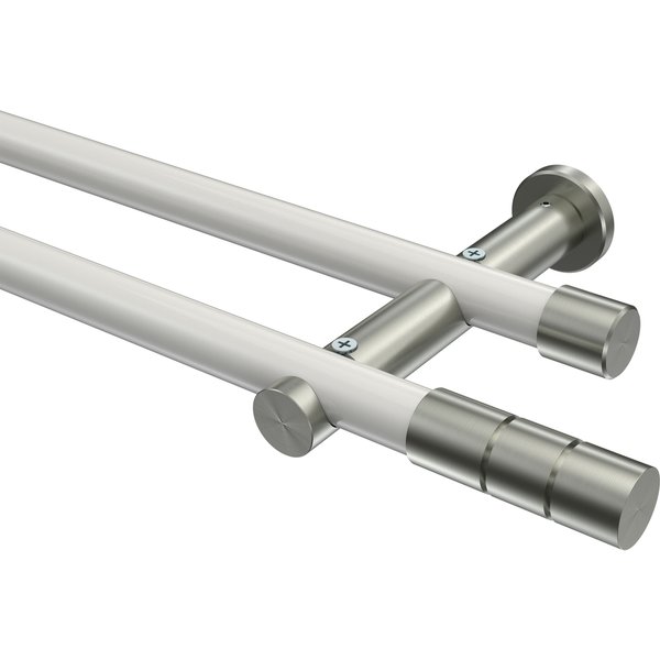 Gardinenstange Weiß / Edelstahl-Optik, Metall 20 mm Ø Platon Elanto, doppelläufig