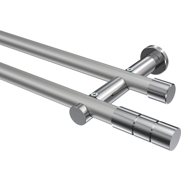 Gardinenstange Silbergrau / Chrom, doppelläufig Metall 20 mm Ø Platon Elanto