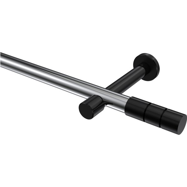 Gardinenstange Chrom / Schwarz, Metall 20 mm Ø Prestige Elanto