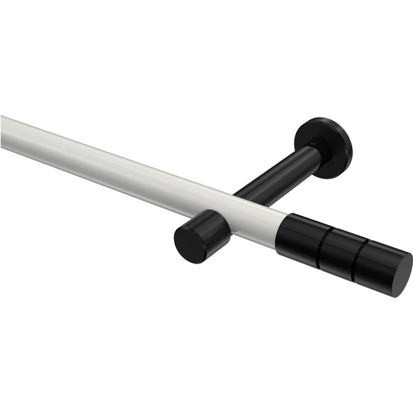 Gardinenstange Weiß / Schwarz, Metall 20 mm Ø Prestige Elanto
