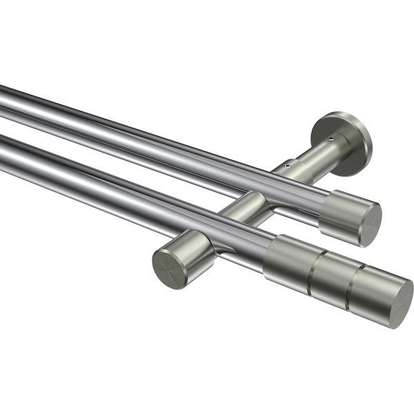 Vorhangstange Chrom / Edelstahl-Optik, zweiläufig Metall 20 mm Ø Prestige Elanto