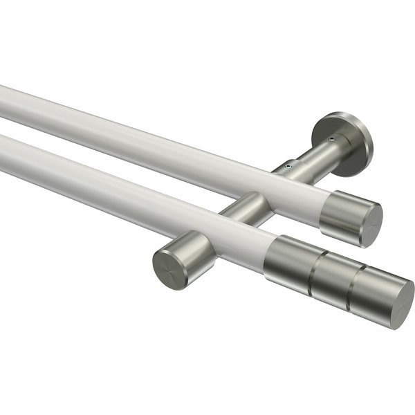 Gardinenstangen Weiß / Edelstahl-Optik, Metall 20 mm Ø Prestige Elanto, doppelläufig