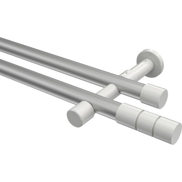 Vorhangstange Silbergrau / Weiß, Metall 20 mm Ø Prestige Elanto, 2-läufig