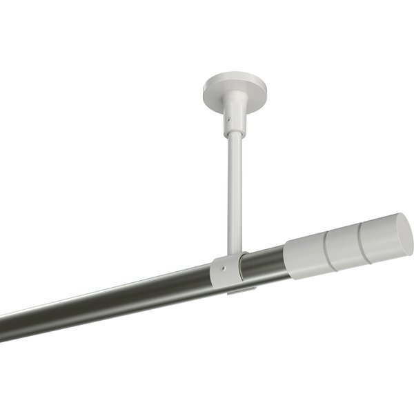 Vorhangstange (Deckenanbringung) Edelstahl-Optik / Weiß, Metall 20 mm Ø Sonette Elanto