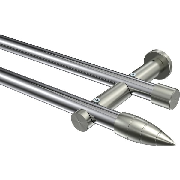 Vorhangstange Chrom / Edelstahl-Optik, zweiläufig Metall 20 mm Ø Platon Samanto