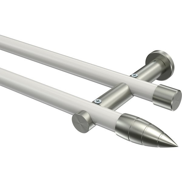 Gardinenstangen Weiß / Edelstahl-Optik, Metall 20 mm Ø Platon Samanto, zweiläufig