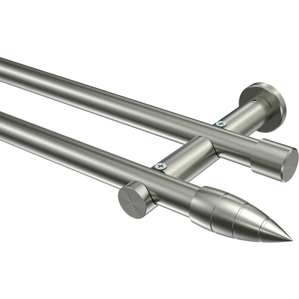 Gardinenstangen Edelstahl-Optik 20 mm Ø Platon Samanto, doppelläufig