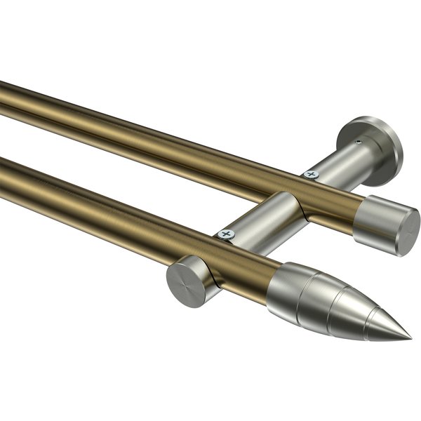 Vorhangstange Messing Antik / Edelstahl-Optik, 2-läufig Metall 20 mm Ø Platon Samanto