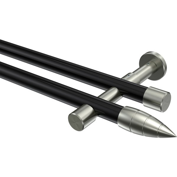 Vorhangstangen Schwarz / Edelstahl-Optik, Metall 20 mm Ø Prestige Samanto, doppelläufig
