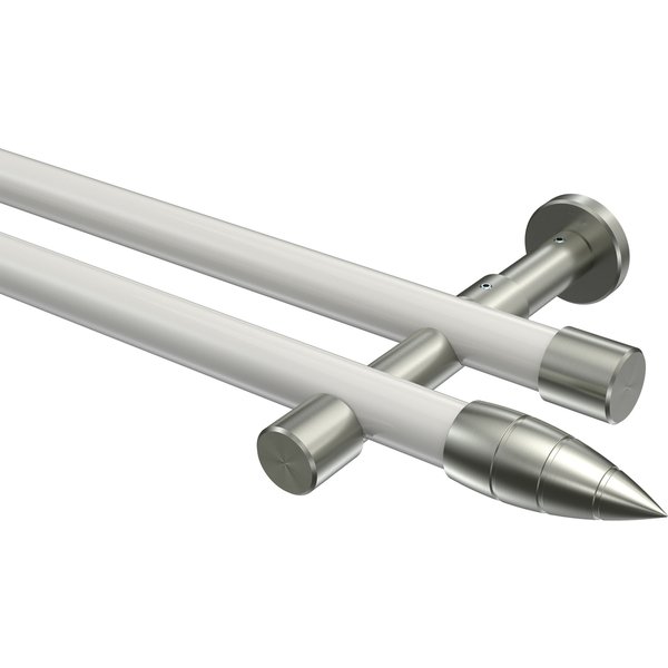 Gardinenstange Weiß / Edelstahl-Optik, Metall 20 mm Ø Prestige Samanto, zweiläufig