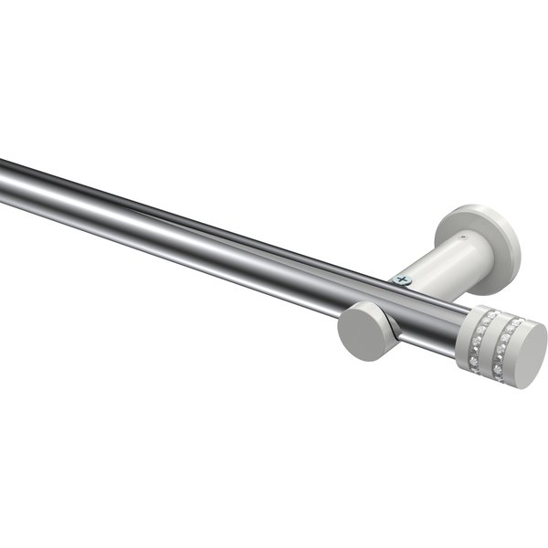 Gardinenstange Chrom / Weiß, Metall 20 mm Ø Platon Estana
