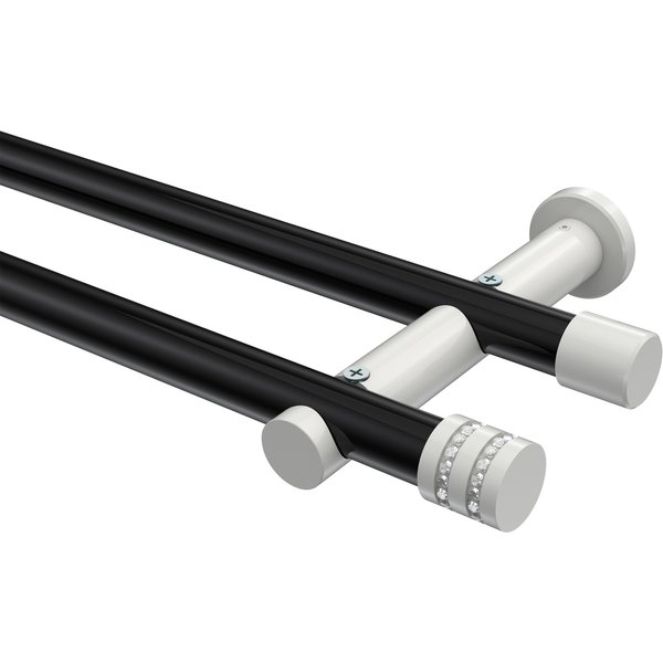 Vorhangstangen Schwarz / Weiß, Metall 20 mm Ø Platon Estana, zweiläufig