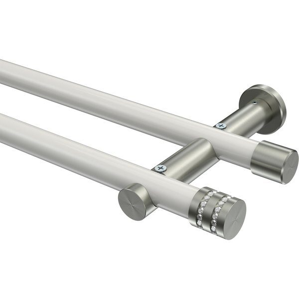 Vorhangstange Weiß / Edelstahl-Optik, Metall 20 mm Ø Platon Estana, 2-läufig