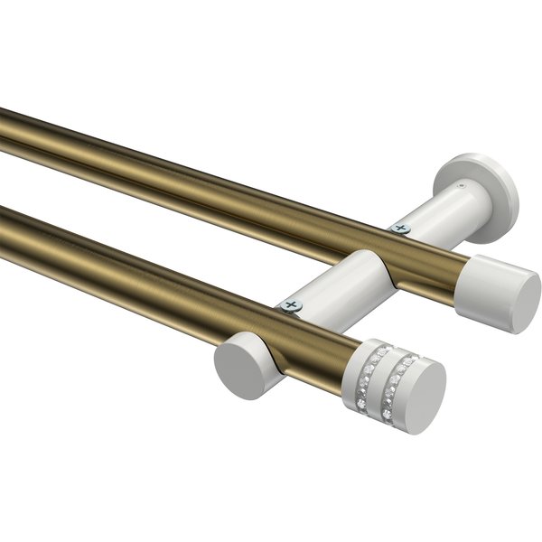 Gardinenstange Messing Antik / Weiß, zweiläufig Metall 20 mm Ø Platon Estana