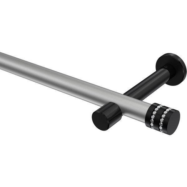 Gardinenstange Silbergrau / Schwarz, Metall 20 mm Ø Prestige Estana