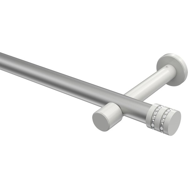 Gardinenstange Silbergrau / Weiß, Metall 20 mm Ø Prestige Estana