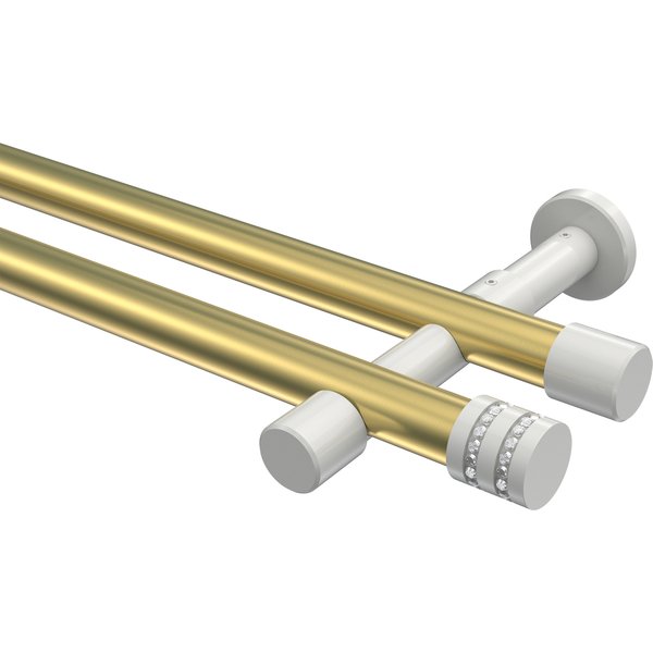 Gardinenstange Messing-Optik / Weiß, zweiläufig Metall 20 mm Ø Prestige Estana