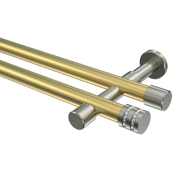 Gardinenstangen Messing-Optik / Edelstahl-Optik 20 mm Ø Prestige Estana, 2-läufig