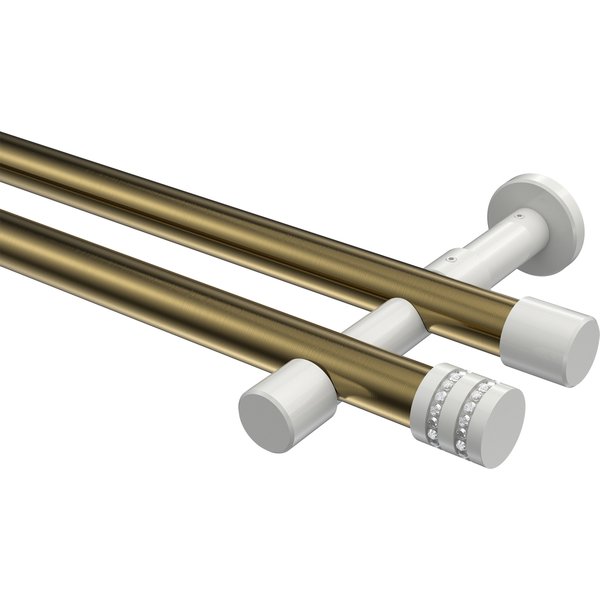 Gardinenstange Messing Antik / Weiß, 2-läufig Metall 20 mm Ø Prestige Estana