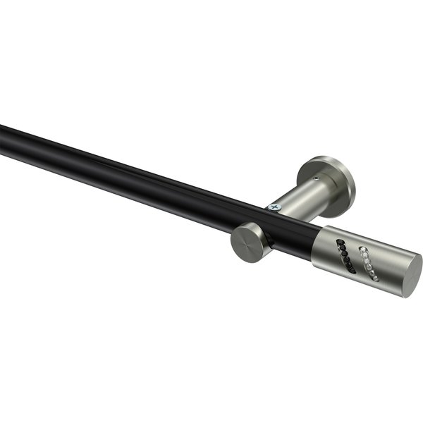 Gardinenstange Schwarz / Edelstahl-Optik, Metall 20 mm Ø Platon Zoena