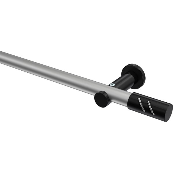 Gardinenstange Silbergrau / Schwarz, Metall 20 mm Ø Platon Zoena