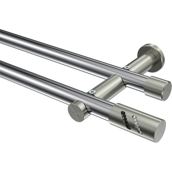 Vorhangstange Chrom / Edelstahl-Optik, 2-läufig Metall 20 mm Ø Platon Zoena