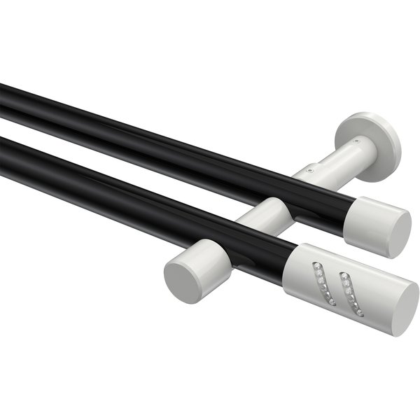 Stilgarnituren Schwarz / Weiß, Metall 20 mm Ø Prestige Zoena, doppelläufig