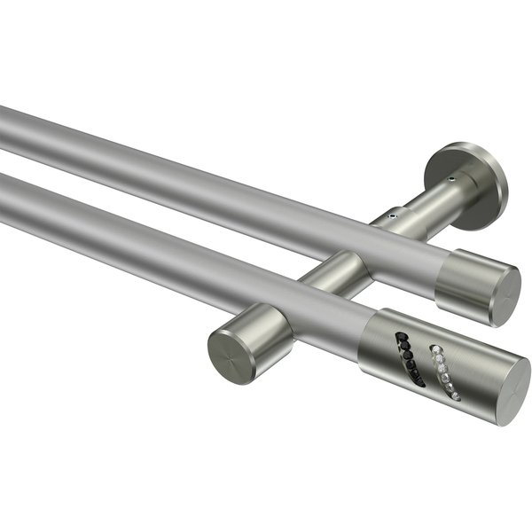 Gardinenstange Silbergrau / Edelstahl-Optik, 2-läufig Metall 20 mm Ø Prestige Zoena