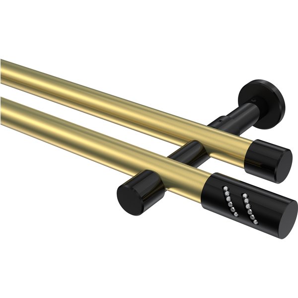 Vorhangstange Messing-Optik / Schwarz, zweiläufig Metall 20 mm Ø Prestige Zoena