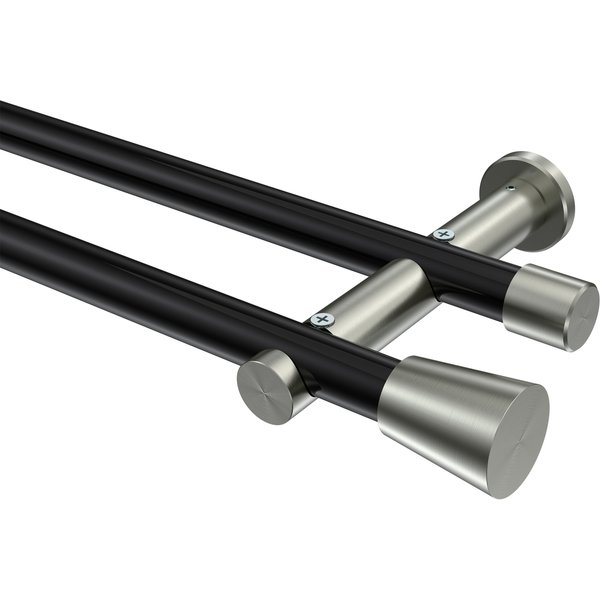 Vorhangstange Schwarz / Edelstahl-Optik, Metall 20 mm Ø Platon Sitra, doppelläufig