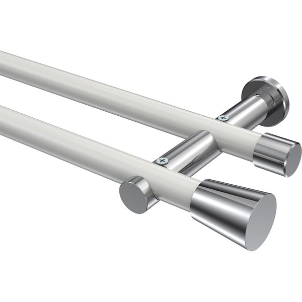 Vorhangstangen Weiß / Chrom, Metall 20 mm Ø Platon Sitra, zweiläufig