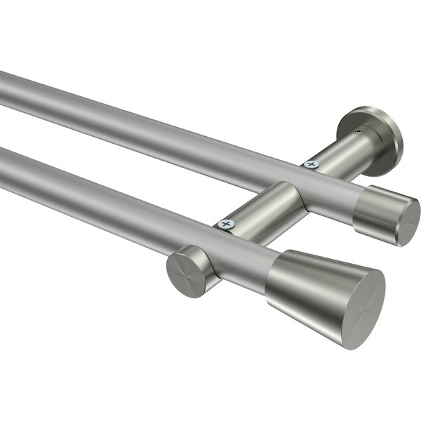 Gardinenstange Silbergrau / Edelstahl-Optik, zweiläufig Metall 20 mm Ø Platon Sitra