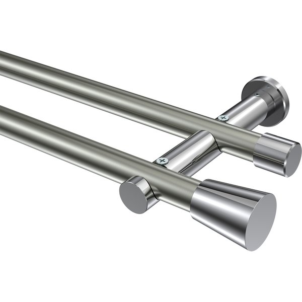Gardinenstange Edelstahl-Optik / Chrom, doppelläufig Metall 20 mm Ø Platon Sitra