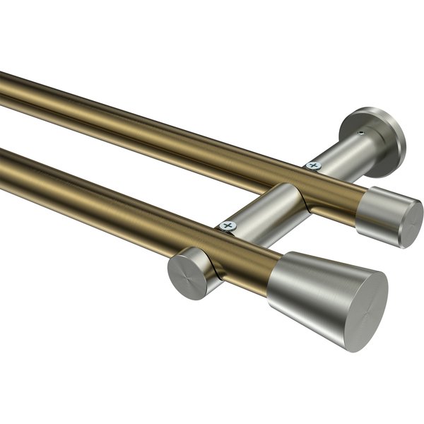 Vorhangstange Messing Antik / Edelstahl-Optik, zweiläufig Metall 20 mm Ø Platon Sitra