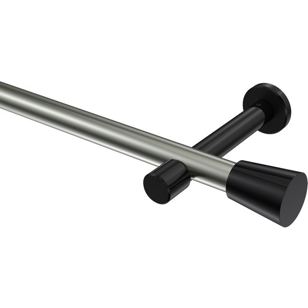 Gardinenstange Edelstahl-Optik / Schwarz, Metall 20 mm Ø Prestige Sitra