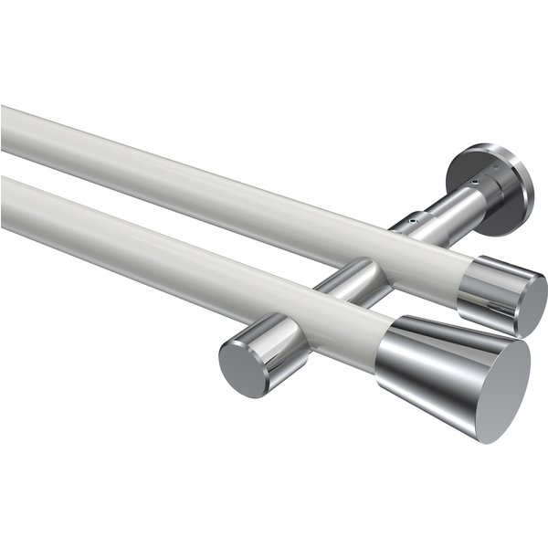 Vorhangstange Weiß / Chrom, Metall 20 mm Ø Prestige Sitra, zweiläufig