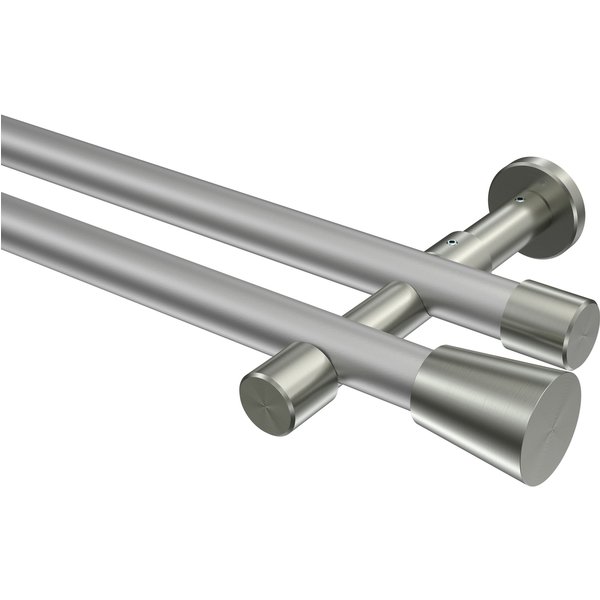 Gardinenstange Silbergrau / Edelstahl-Optik, 2-läufig Metall 20 mm Ø Prestige Sitra