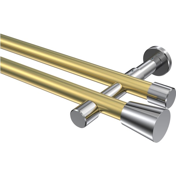 Vorhangstange Messing-Optik / Chrom, zweiläufig Metall 20 mm Ø Prestige Sitra