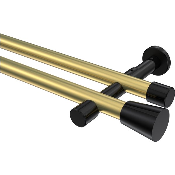 Gardinenstange Messing-Optik / Schwarz, doppelläufig Metall 20 mm Ø Prestige Sitra