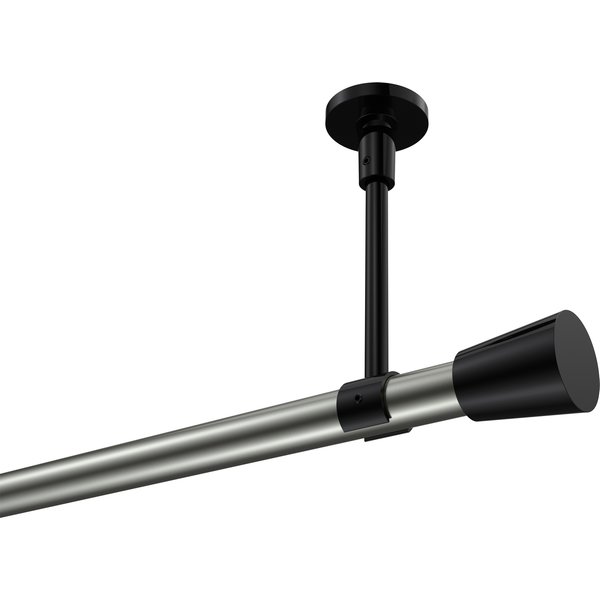 Gardinenstange (Deckenbefestigung) Edelstahl-Optik / Schwarz, Metall 20 mm Ø Sonette Sitra