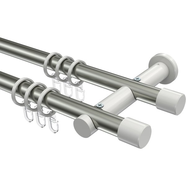 Stilgarnituren Edelstahl-Optik / Weiß, Metall 20 mm Ø Platon Santo, zweiläufig