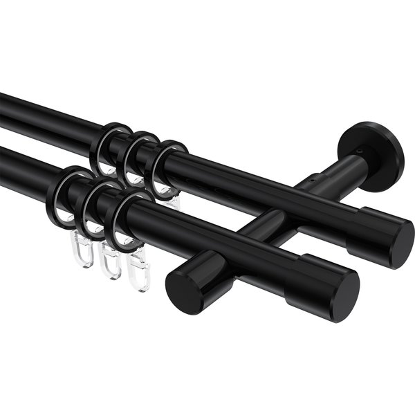 Gardinenstange Schwarz, Metall 20 mm Ø Prestige Santo, doppelläufig