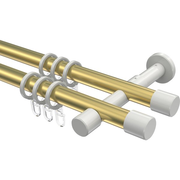 Vorhangstange Messing-Optik / Weiß, 2-läufig Metall 20 mm Ø Prestige Santo