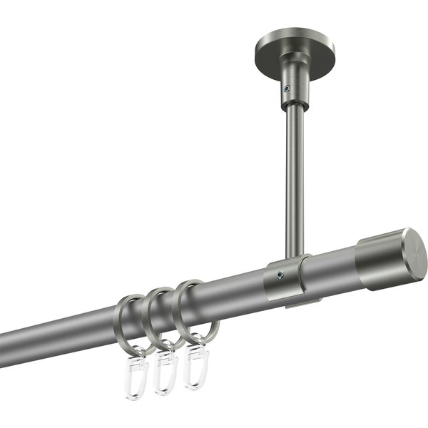 Vorhangstange (Deckenanbringung) Silbergrau / Edelstahl-Optik, Metall 20 mm Ø Sonette Santo