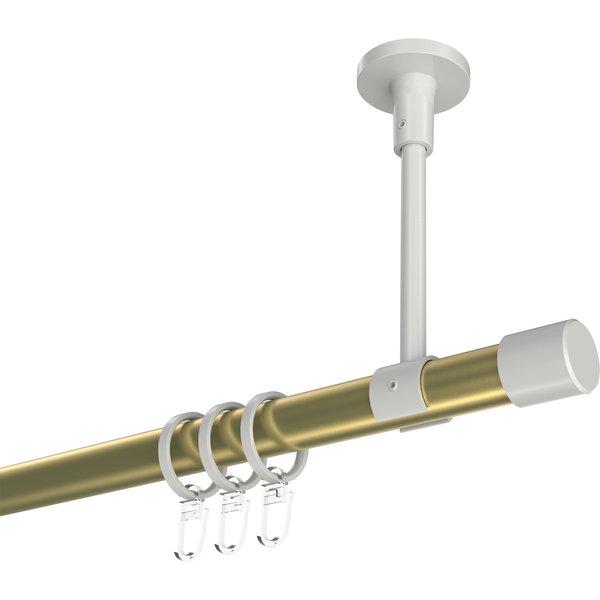 Vorhangstange (Deckenmontage) Messing-Optik / Weiß, Metall 20 mm Ø Sonette Santo