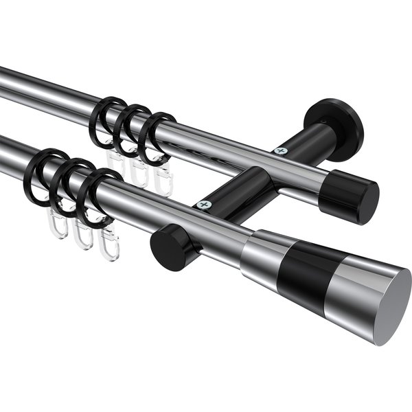 Stilgarnitur Chrom / Schwarz, Metall 20 mm Ø Platon Tanara, 2-läufig