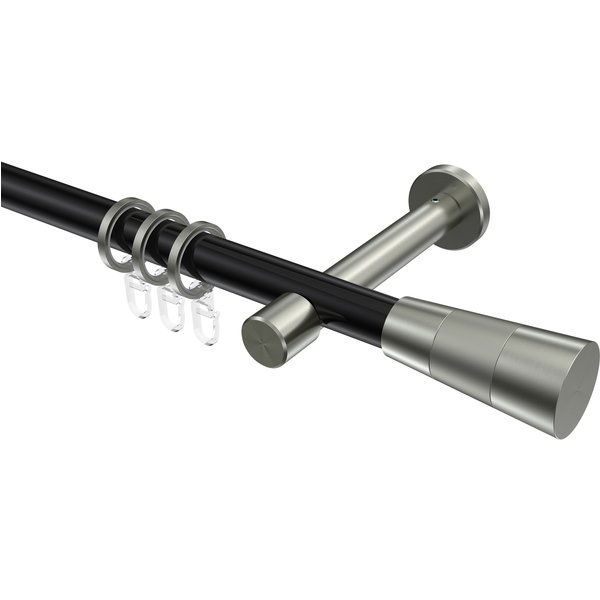 Gardinenstangen Schwarz / Edelstahl-Optik, Metall 20 mm Ø Prestige Tanara
