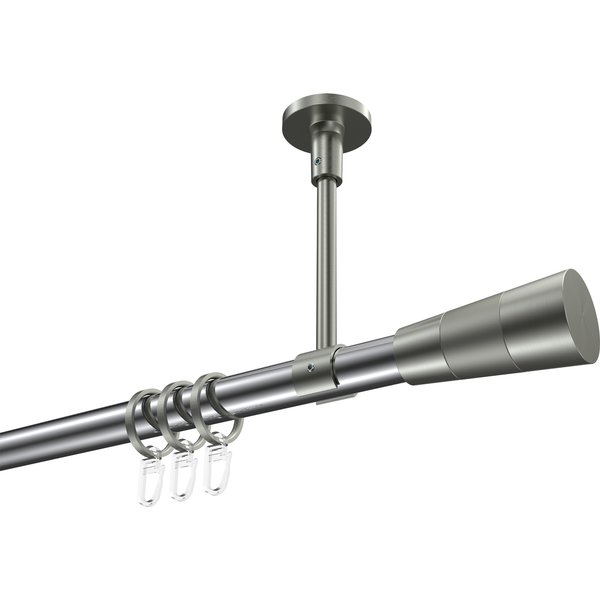 Gardinenstange (Deckenmontage) Chrom / Edelstahl-Optik, Metall 20 mm Ø Sonette Tanara