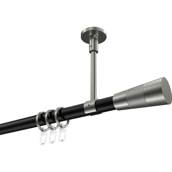 Vorhangstange (Deckenanbringung) Schwarz / Edelstahl-Optik, Metall 20 mm Ø Sonette Tanara