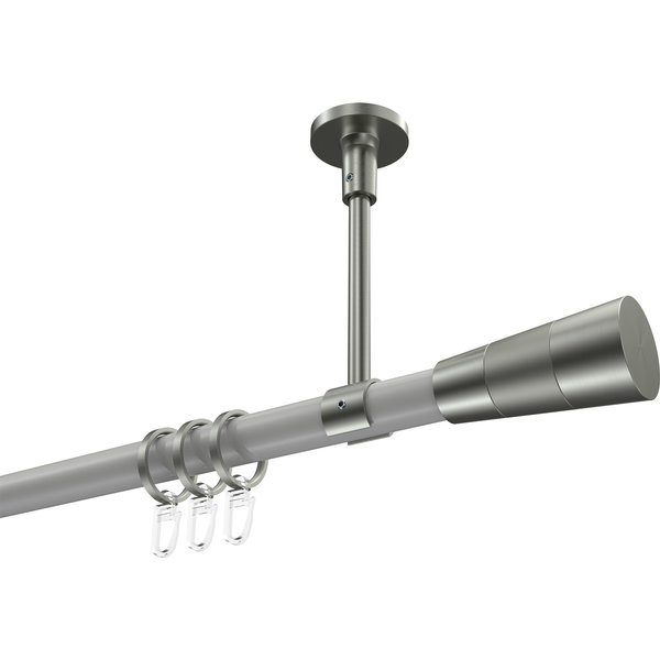 Vorhangstange (Deckenmontage) Weiß / Edelstahl-Optik, Metall 20 mm Ø Sonette Tanara